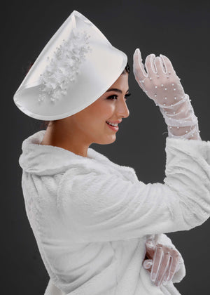 Vintage Çiçek Detaylı Şapka – Özel Tasarım Nikah & Davet Aksesuarı
