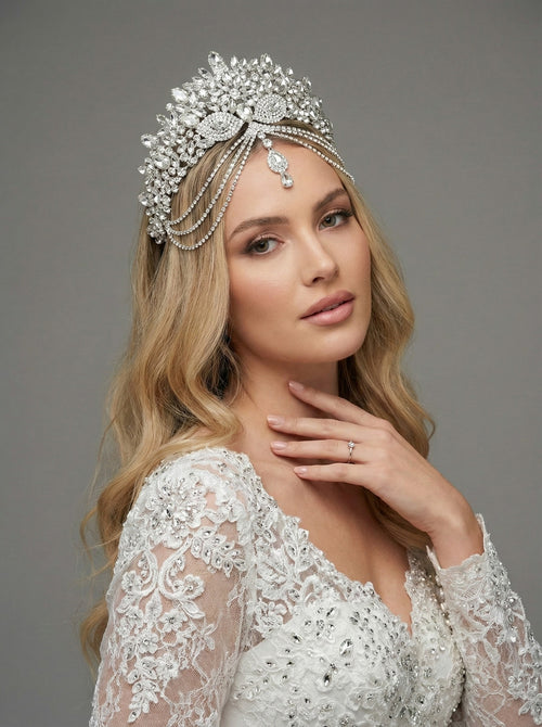 Kristal Taşlı Işıltılı Gelin Tacı – 8 Renk Seçeneğiyle Göz Alıcı Zarafet