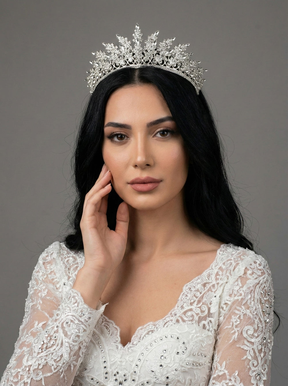Kraliyet Işıltılı Kristal Gelin Tacı