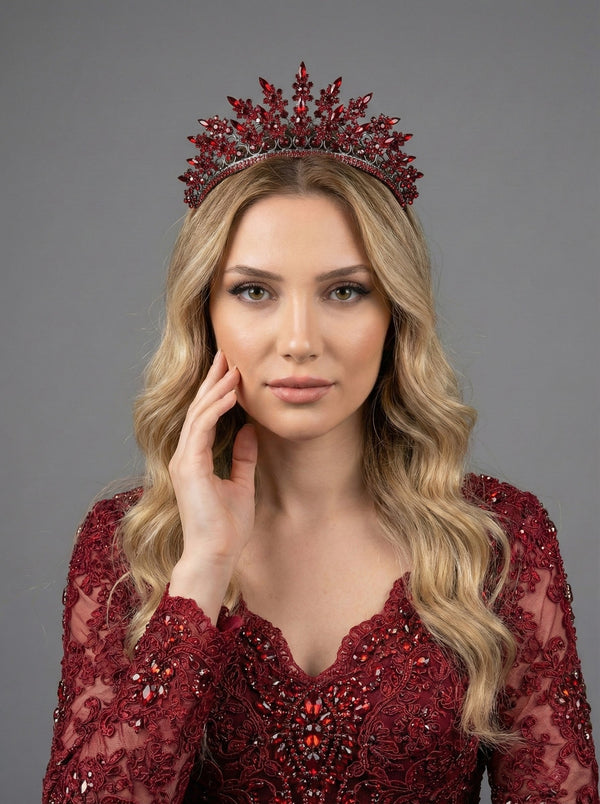 Kraliyet Işıltılı Kristal Gelin Tacı