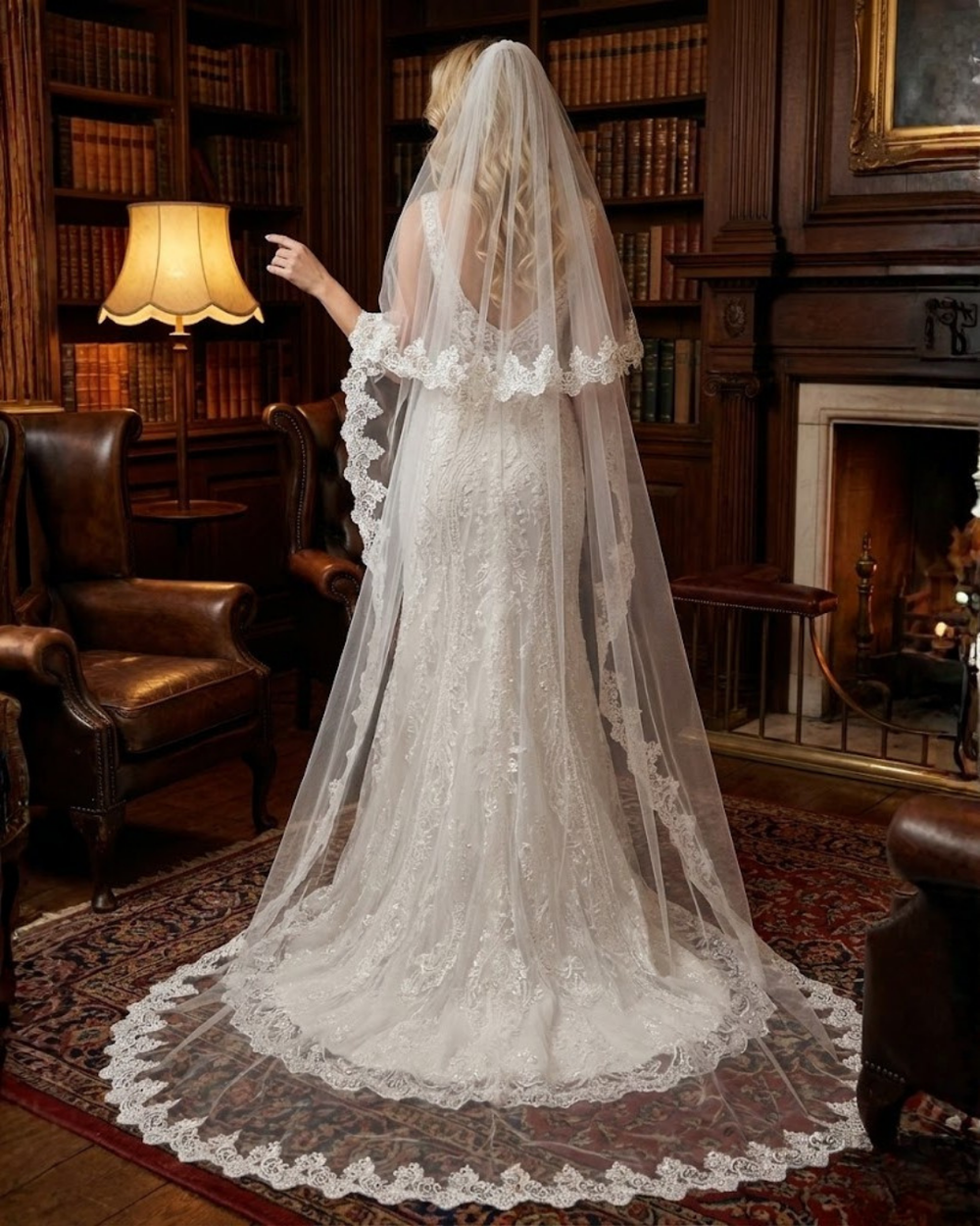 Fransız Dantel Kenarlı Gelin Duvakı – Zarif ve Romantik Dokunuş