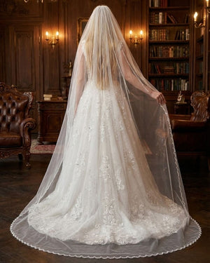 Boncuk Kenar Detaylı Gelin Duvağı – Romantik ve Şık Dokunuş