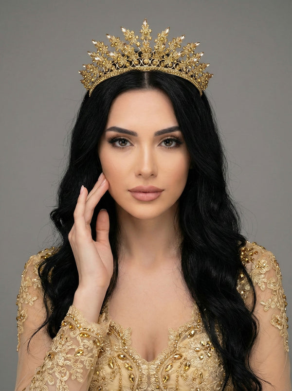 Kraliyet Işıltılı Kristal Gelin Tacı