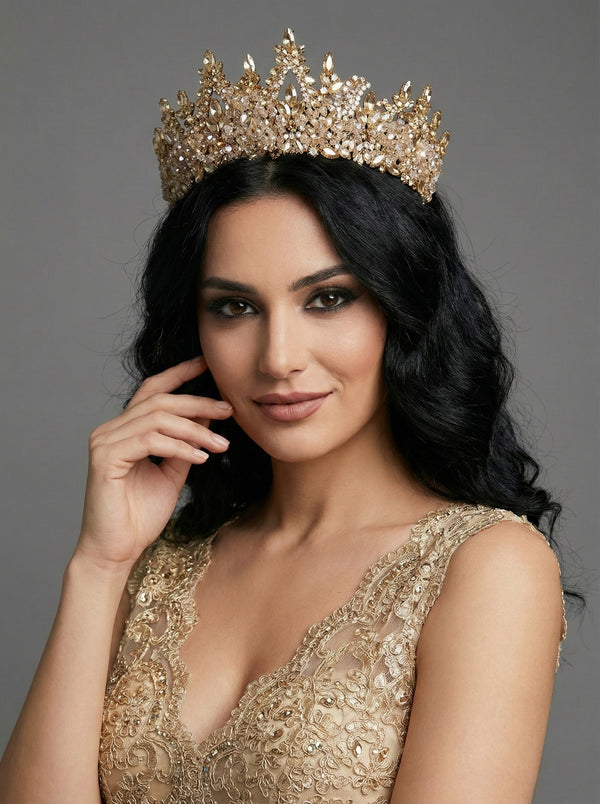 Işıltılı Kristal Gelin Tacı- Özel Gün Saç Aksesuarı