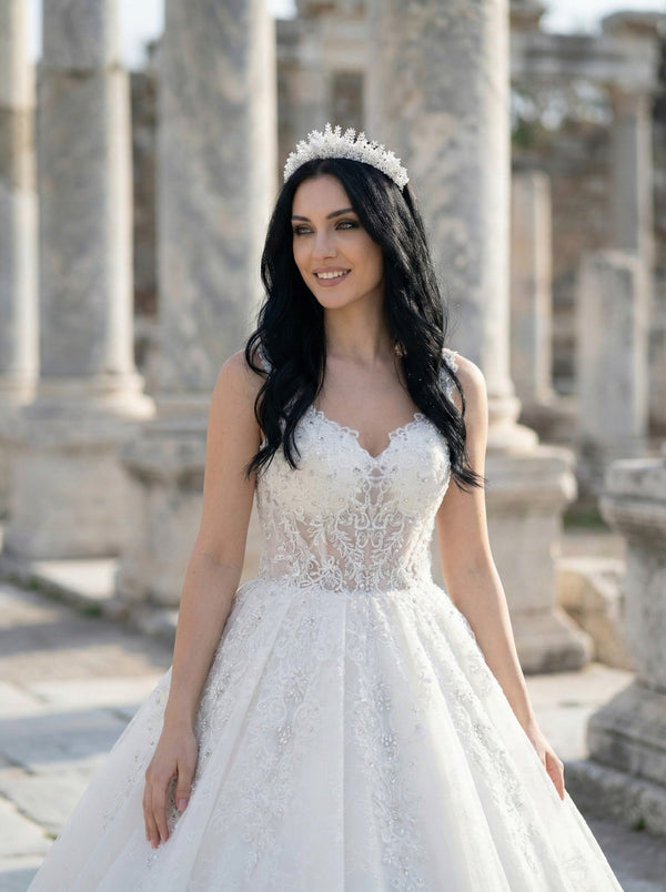 Taşlı Gelin Tacı – Işıltılı Prenses Model