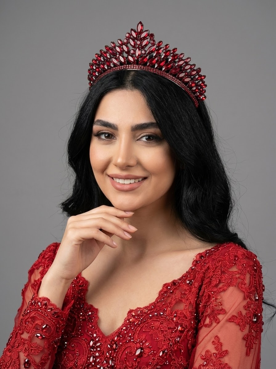 Kristal Taşlı Işıltılı Kraliçe Model Gelin Tacı Zarif Düğün Saç Aksesuarı