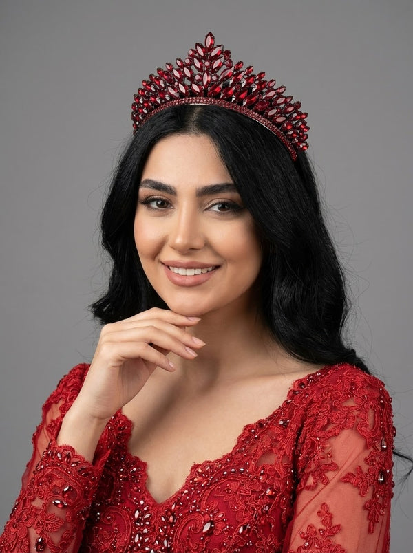 Kristal Taşlı Işıltılı Kraliçe Model Gelin Tacı Zarif Düğün Saç Aksesuarı