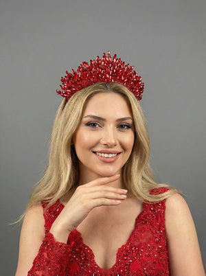 Işıltılı Kristal Taşlı Prenses Gelin Tacı