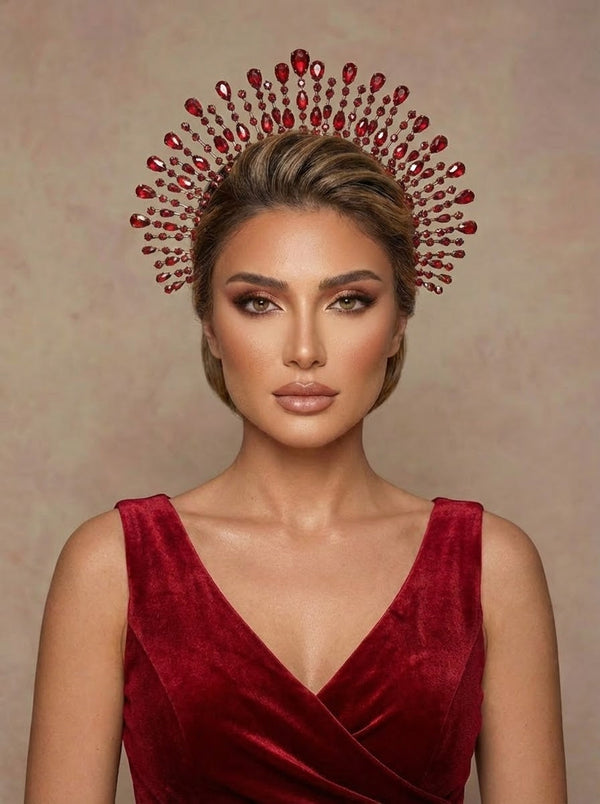 Kristal Işıltılı Gelin Tacı – 7 Renk Seçeneğiyle Işıldayın