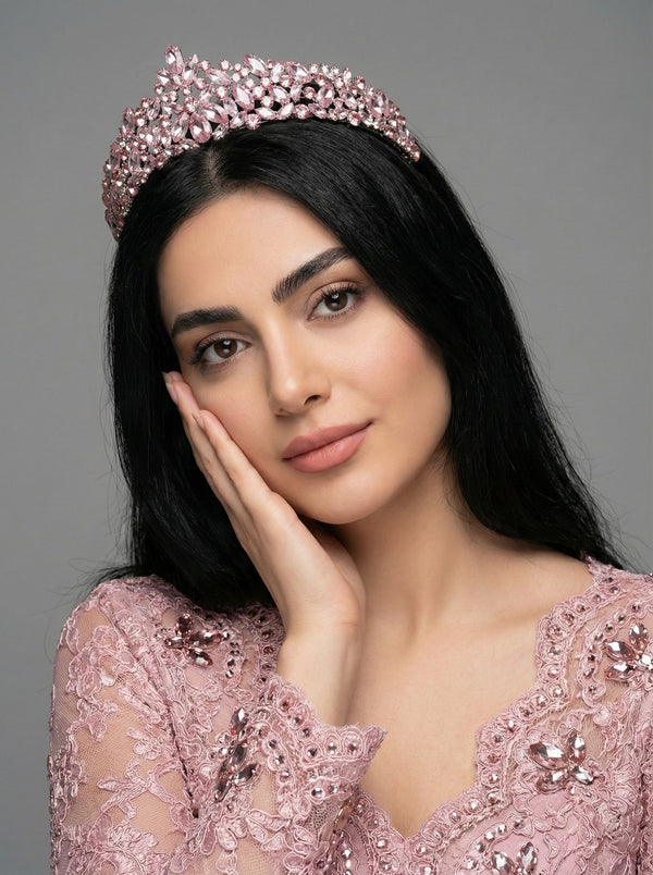 Kristal Taşlı Işıltılı Kraliçe Model Gelin Tacı Zarif Düğün Saç Aksesuarı