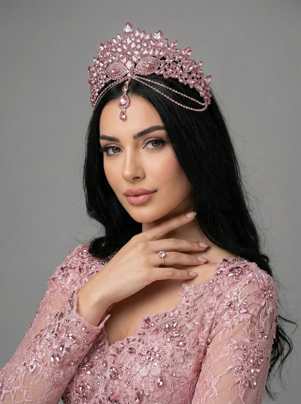 Kristal Taşlı Işıltılı Gelin Tacı – 8 Renk Seçeneğiyle Göz Alıcı Zarafet