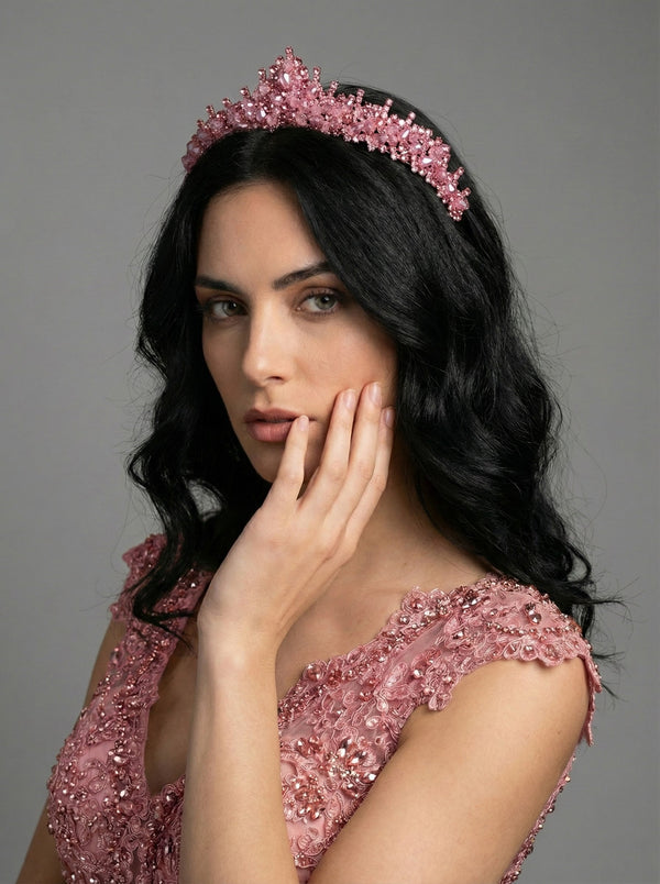 El Yapımı Kristal Taşlı Taç